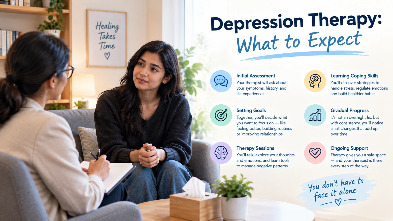 Depression therapy session showing what to expect during therapy